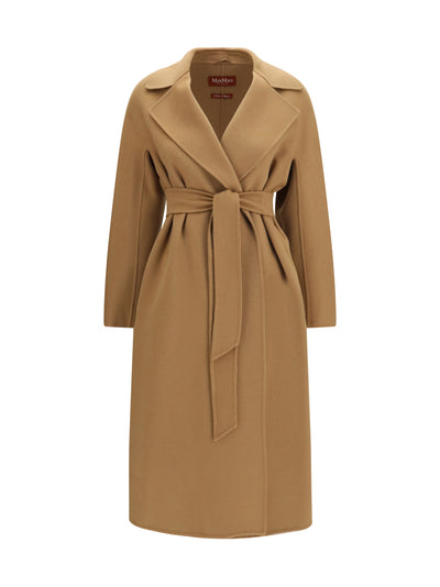 long robe coat in wool, cashmere and silk