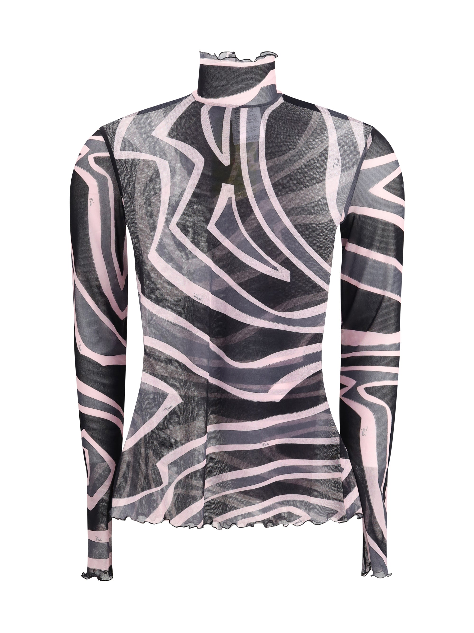 PUCCI 42 tulle top with labyrinth print
