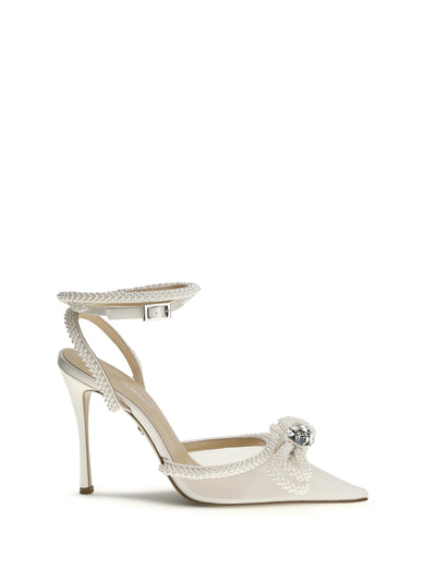 double bow satin pumps