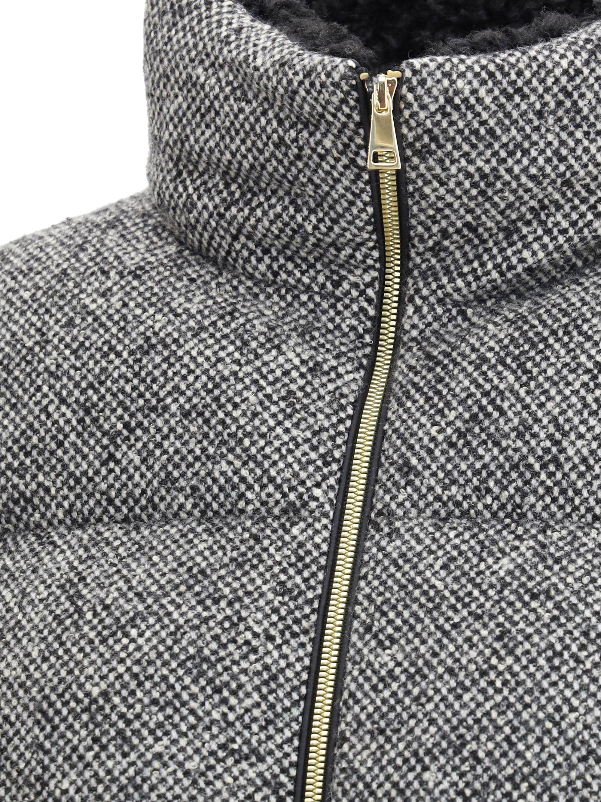 MONCLER 0 boucl? careil short down jacket in wool