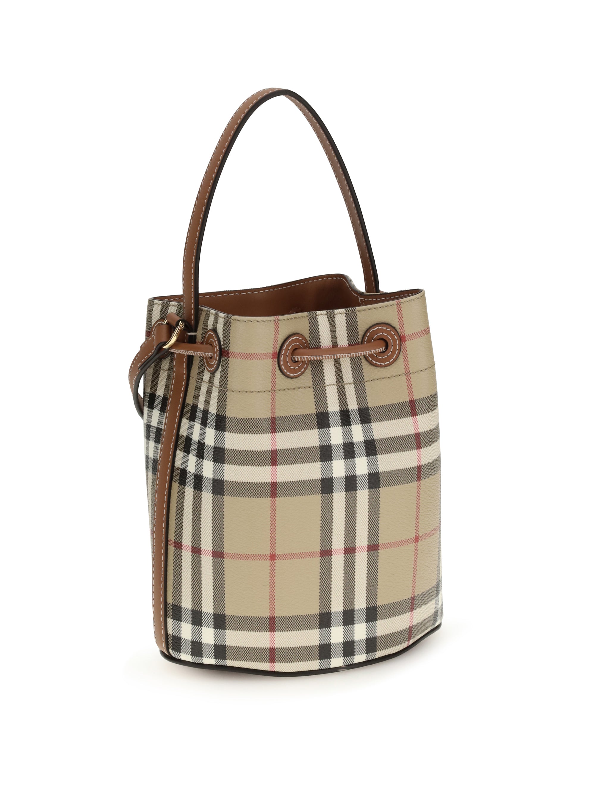 BURBERRY OS check mini bucket bag