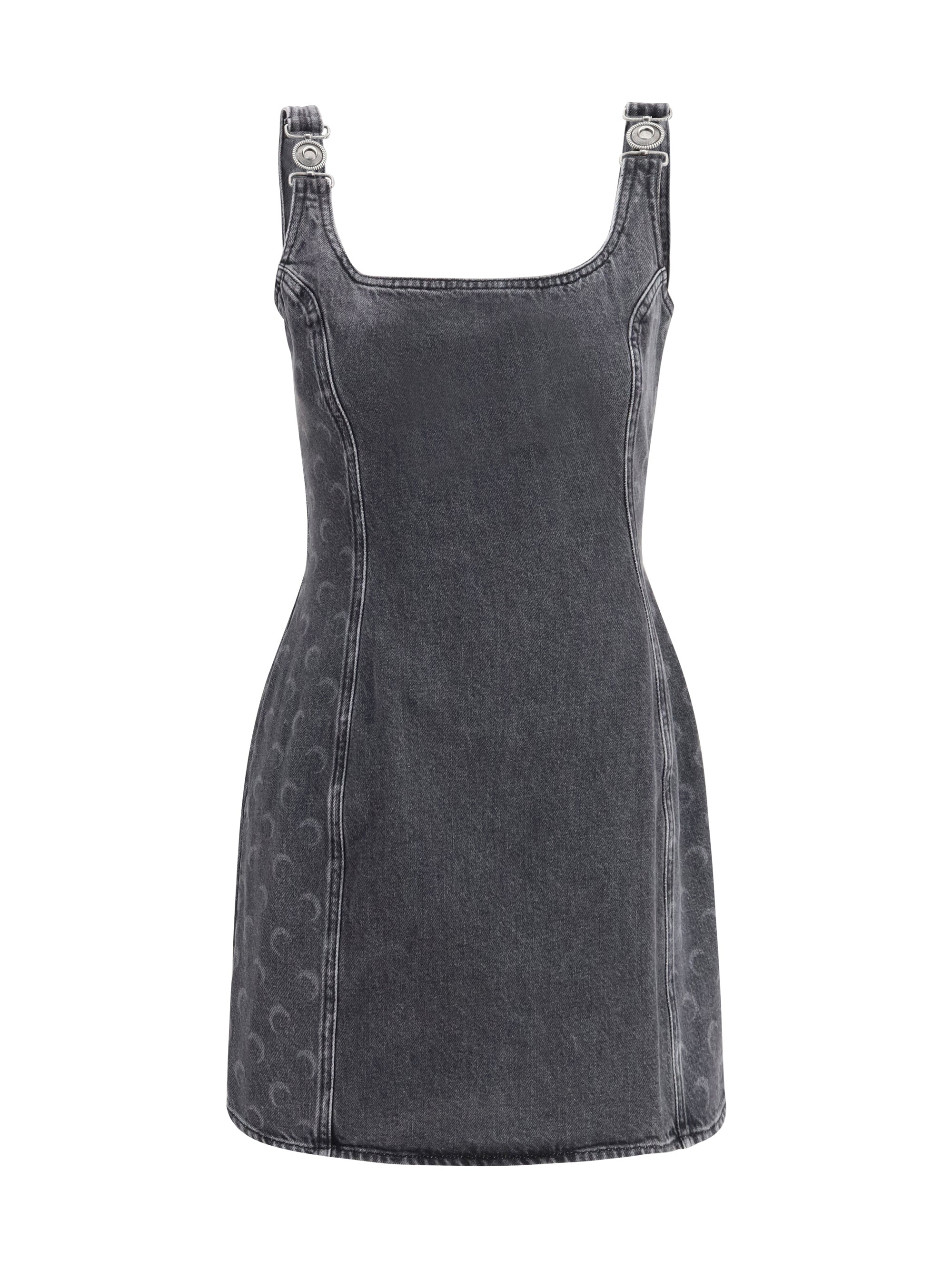 MARINE SERRE 36 moon laser denim sleeveless mini dress
