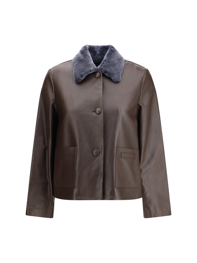leather jacket with a shearling collar
