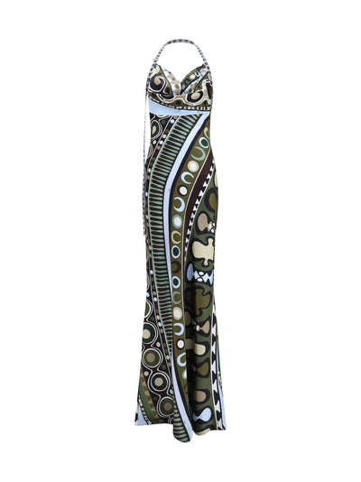 long silk-blend printed dress
