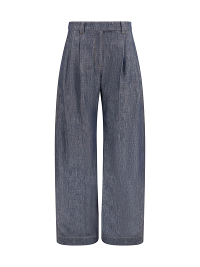 lightweight denim pants with pleats