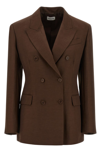 raisa double-breasted linen blend blazer