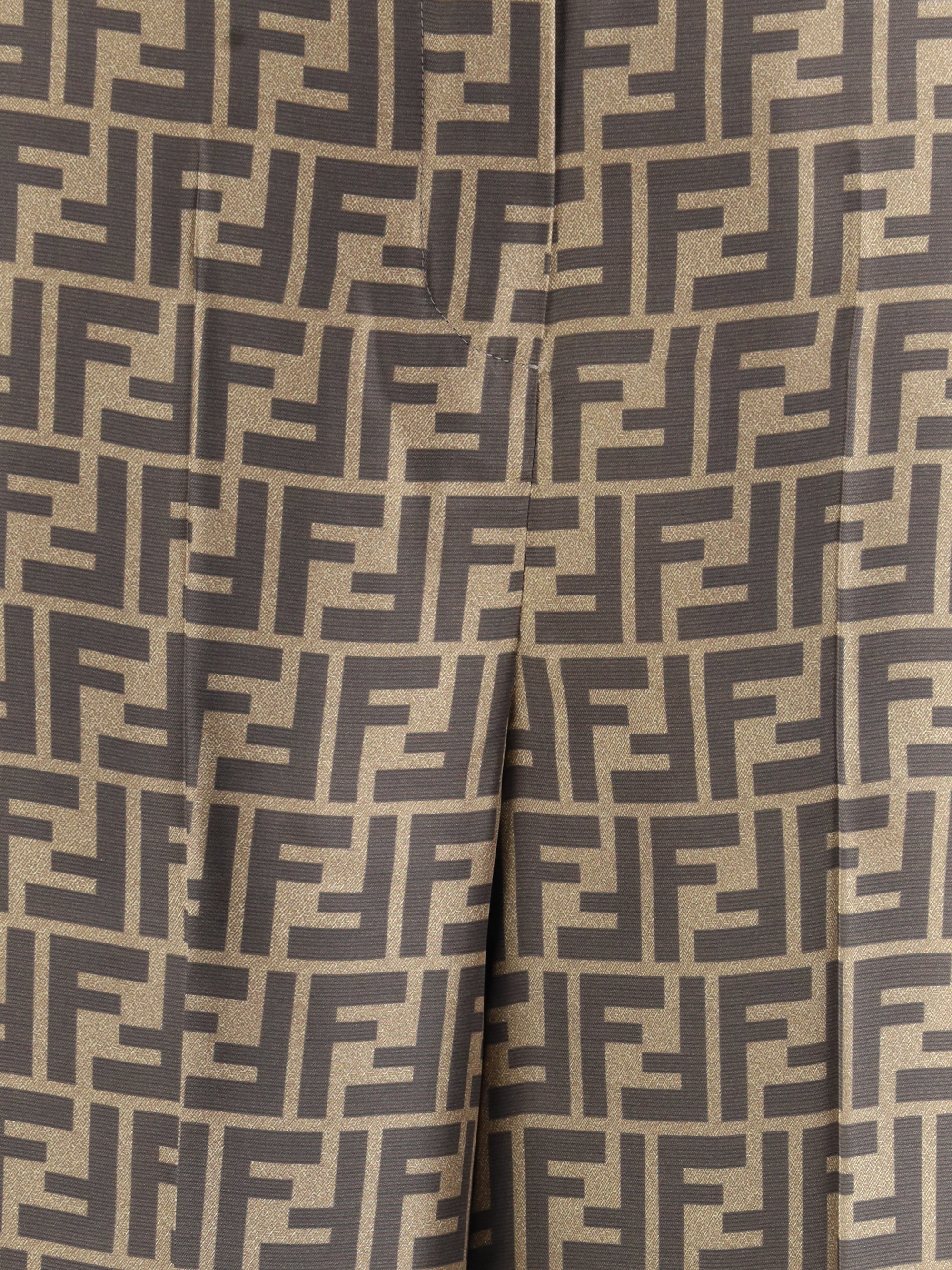 FENDI 38 monogram pattern silk pants