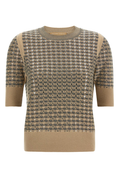 the ermanno scervino short-sleeved sweater stands out for its sophisticated knit