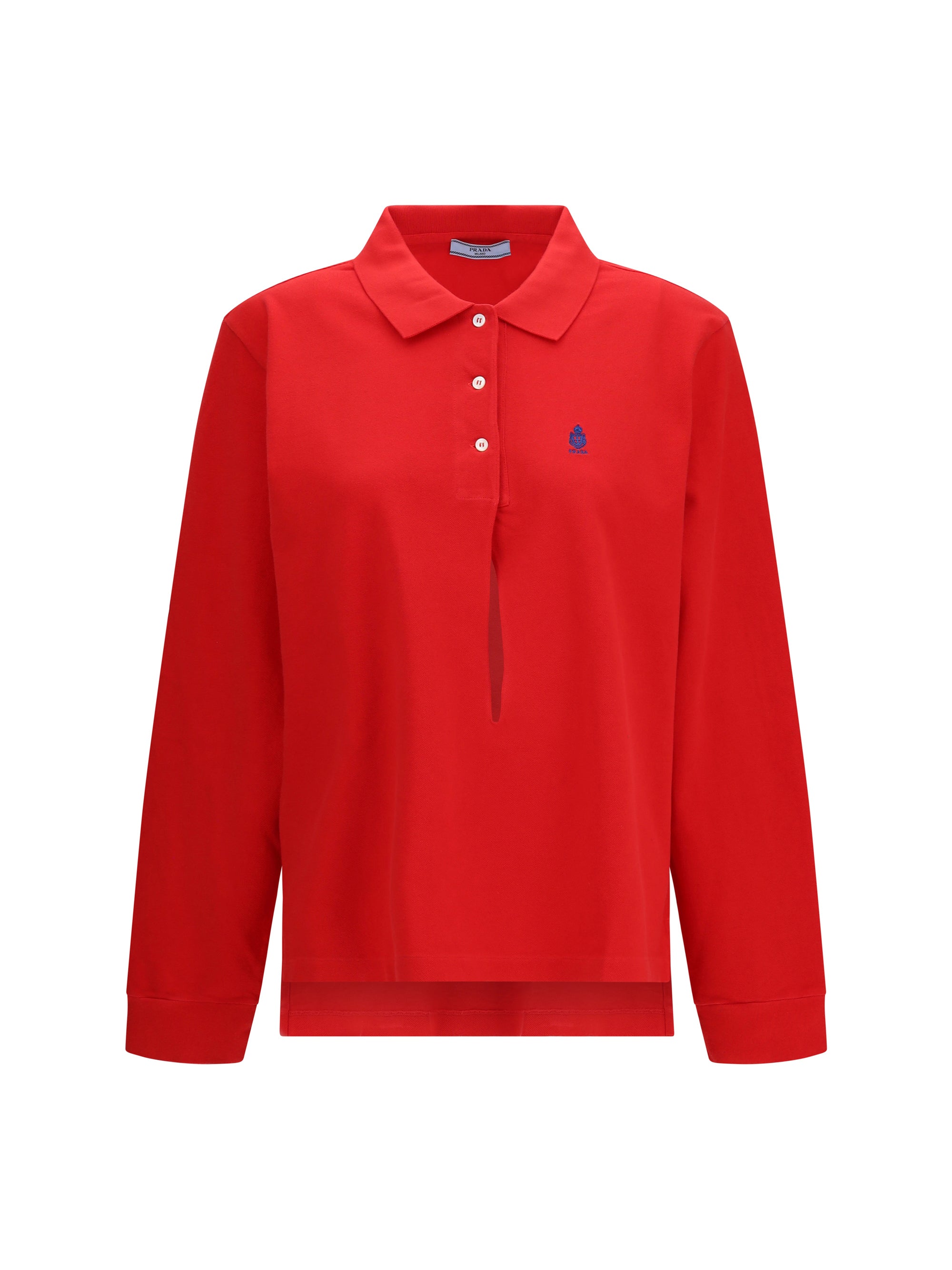 Prada Long-sleeve Cotton Piqu  Polo | Modecraze – MODECRAZE