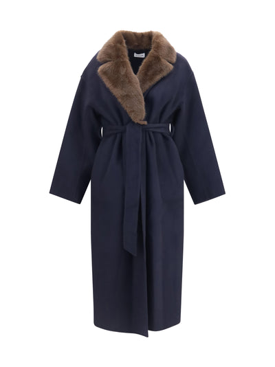 wool coat with fur collar and belt