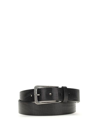 carved leather belt with shimmering buckle