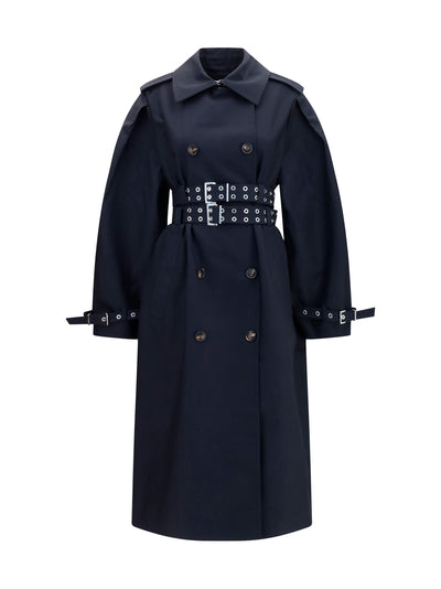 double-breasted cotton trench coat with double belt