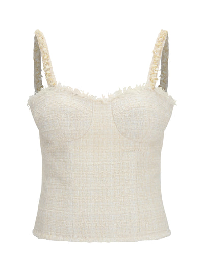 tweed top with pearl straps