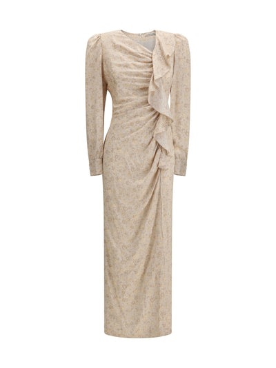jacquard draped dress with flounces