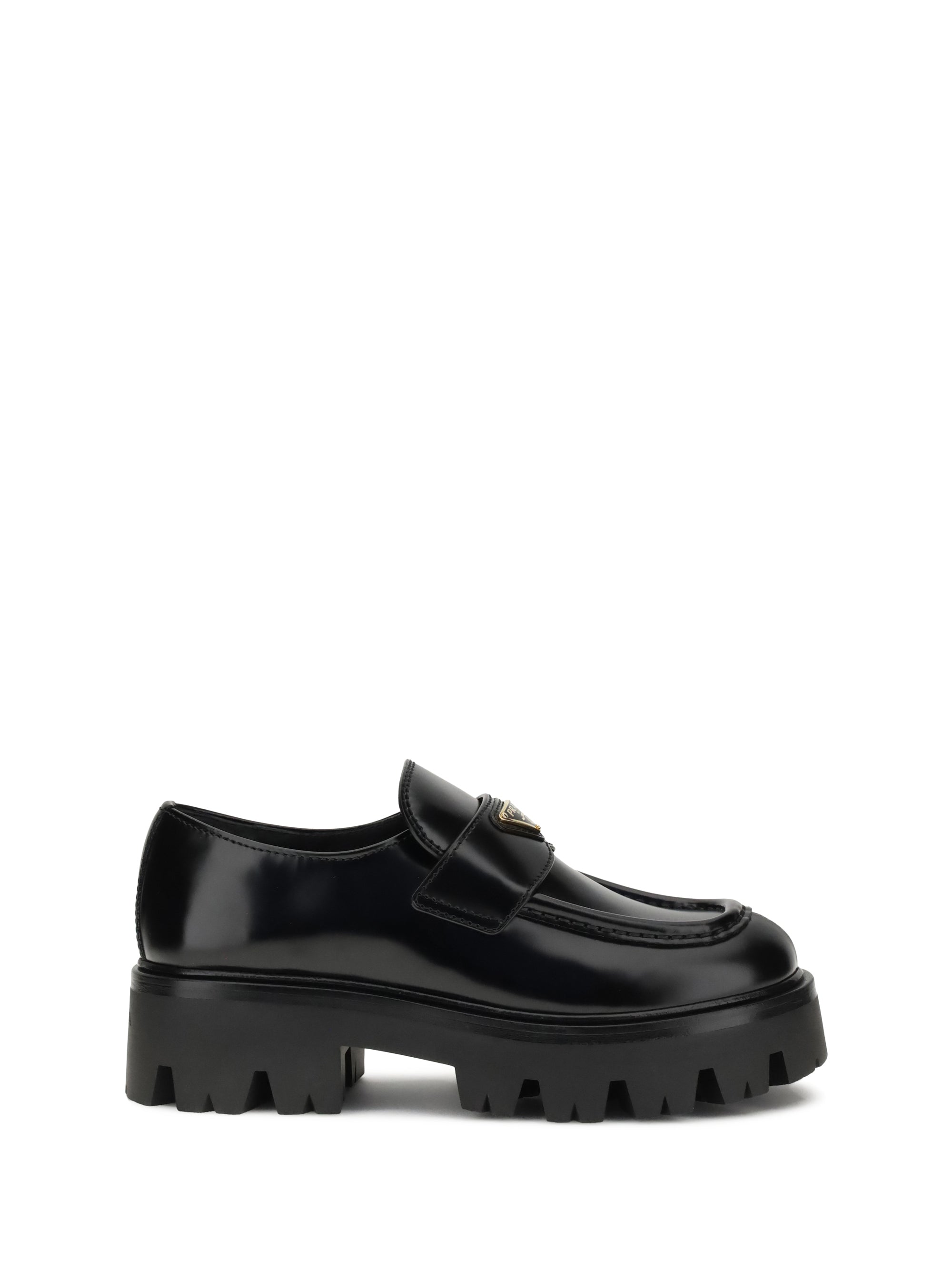 PRADA 38.5 leather monolith loafers
