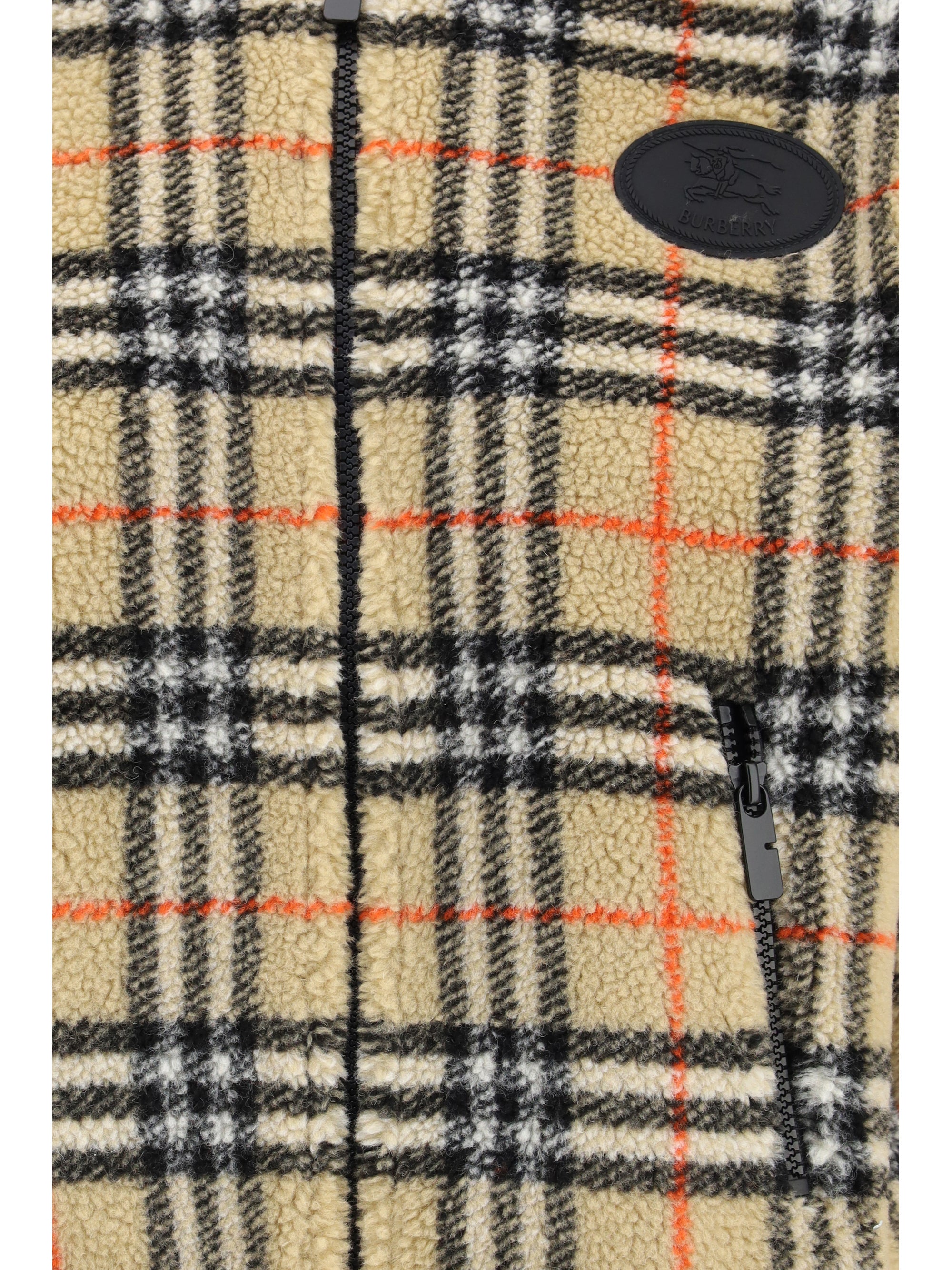 BURBERRY M cropped hooded check fleece jacket