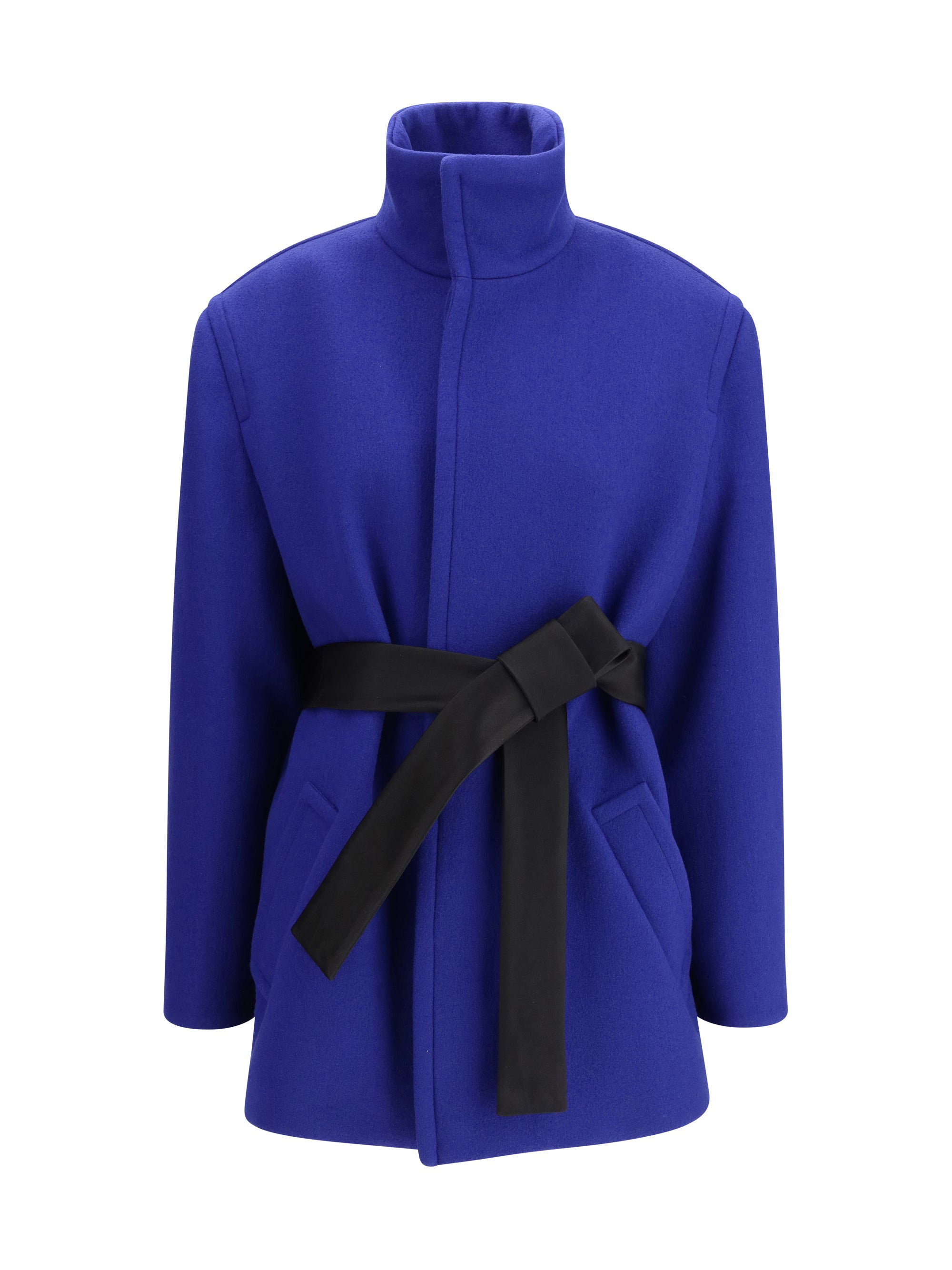 SAINT LAURENT 40 wool boxy belted coat