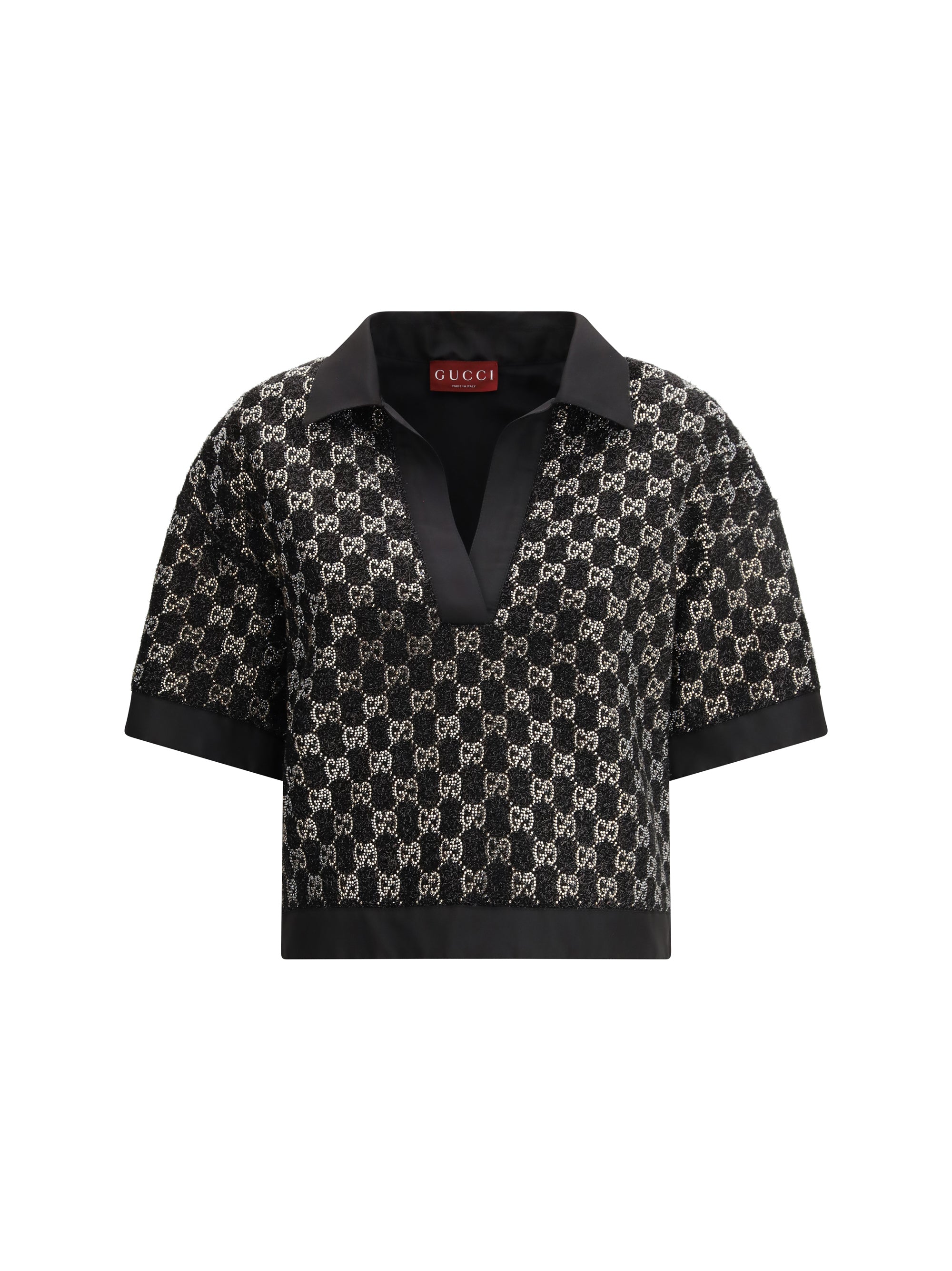 GUCCI 42 wool lamé tweed top