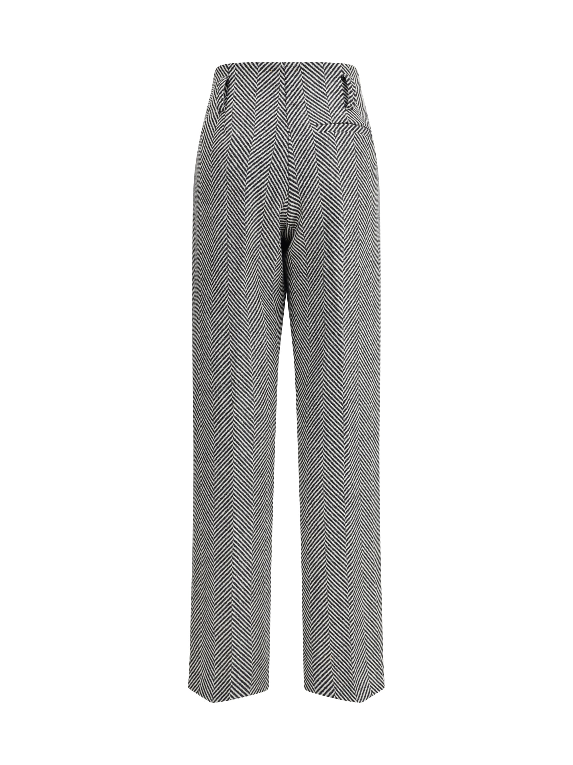 FORTE_FORTE II high-waisted wool trousers with chevron pattern