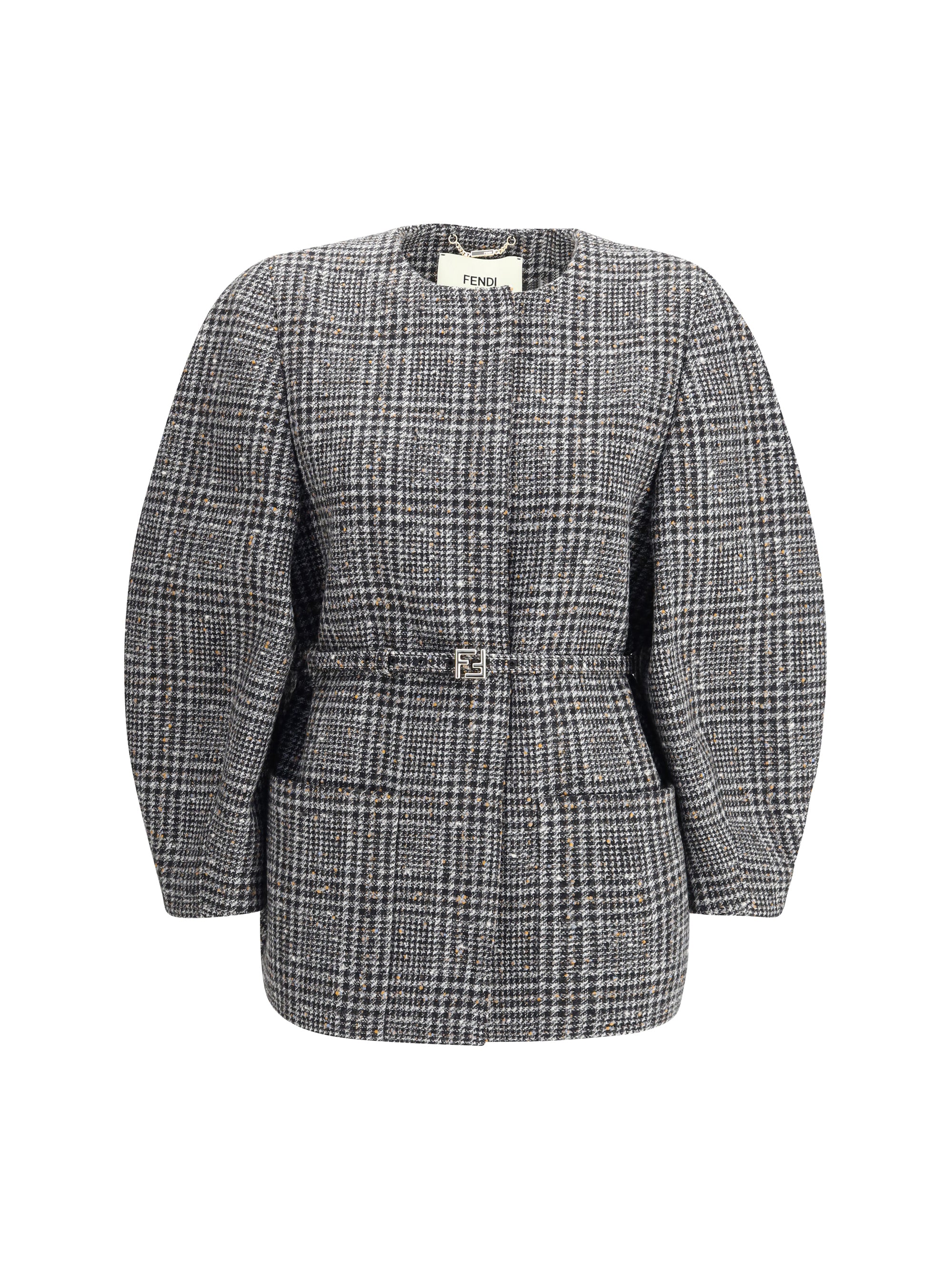 FENDI 40 wool and cotton tweed blouson jacket