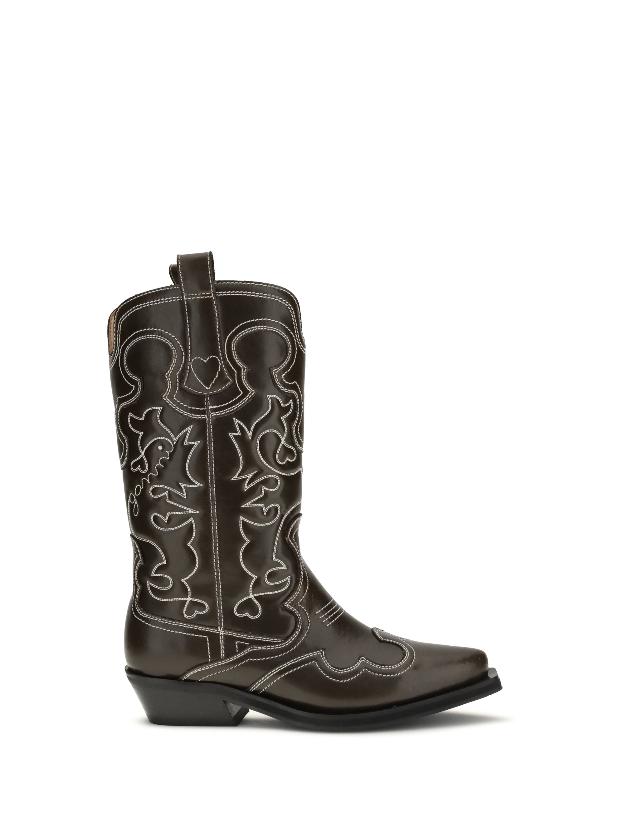 GANNI 36 faux-leather texan boots