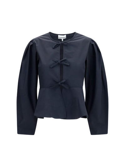 cotton poplin blouse with bows