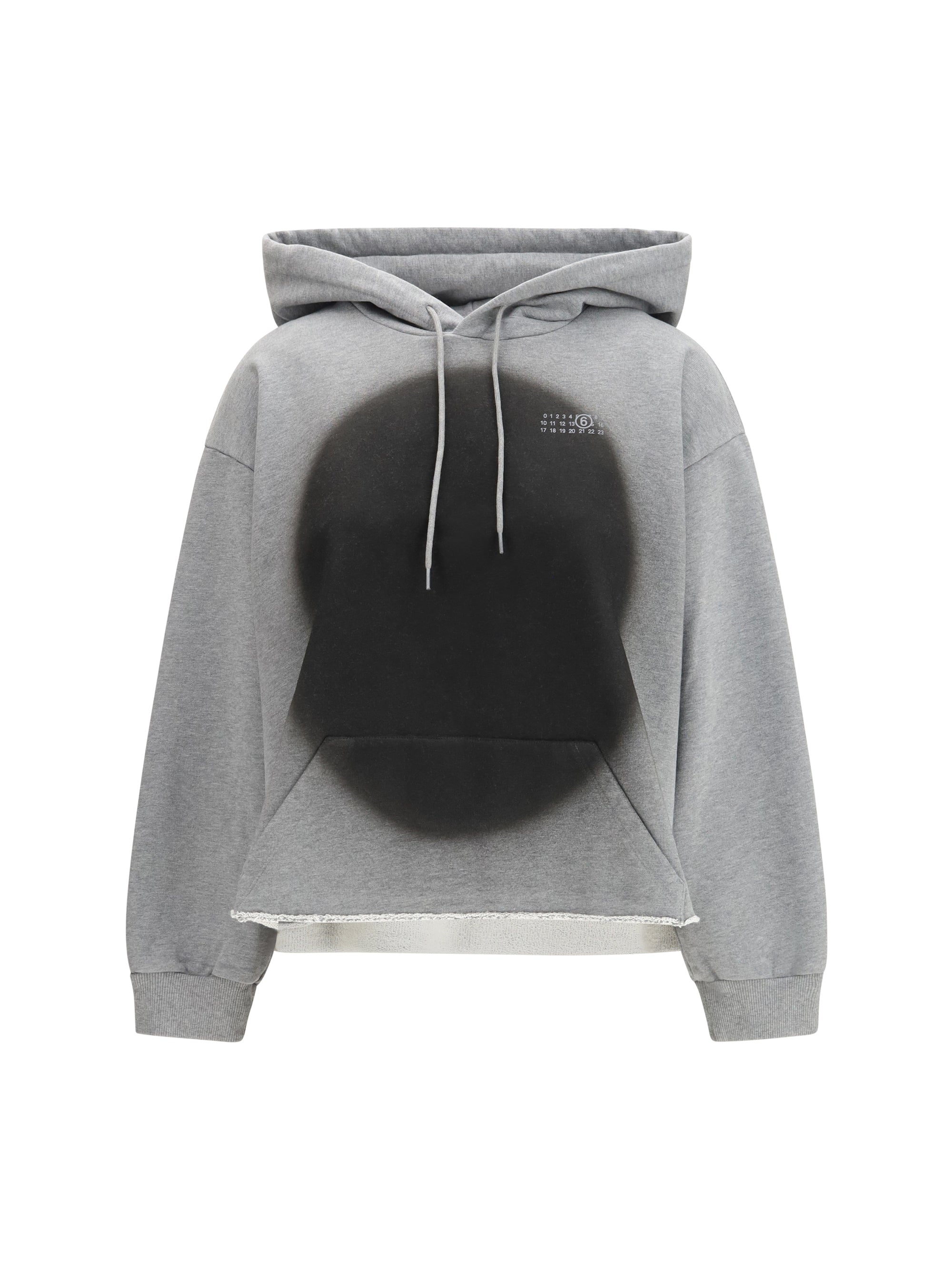 MM6 L numeric logo spray hoodie