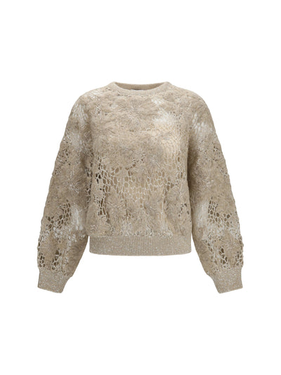 whispering bloom embroidery sparkling mohair and wool sweatshirt
