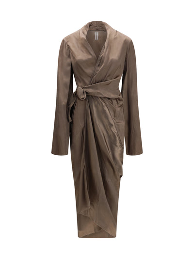 asymmetric wrap dress with knot fastening