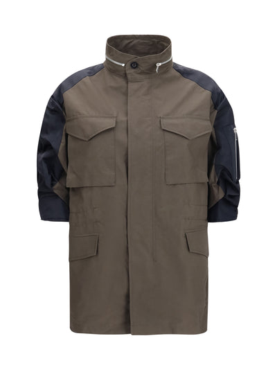 nylon and cotton jacket with three-quarter sleeves