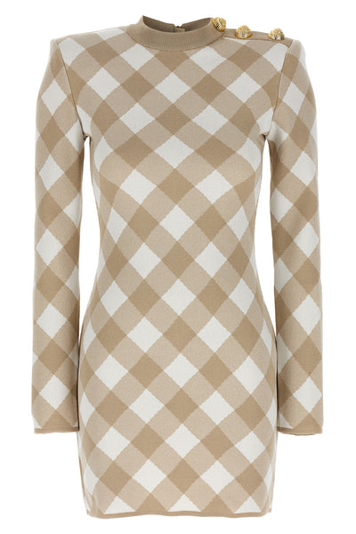 vichy macro print viscose blend dress