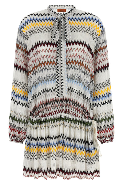 viscose and cotton raschel mini dress