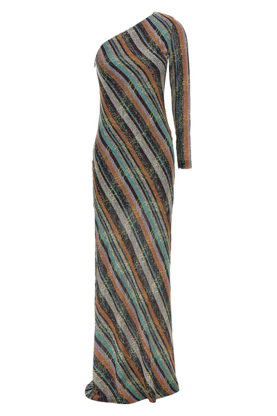 long dress in viscose lamé blend