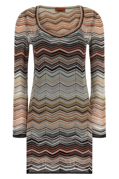 chevron lamé viscose mini dress