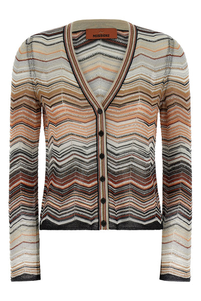 chevron lamé viscose cardigan