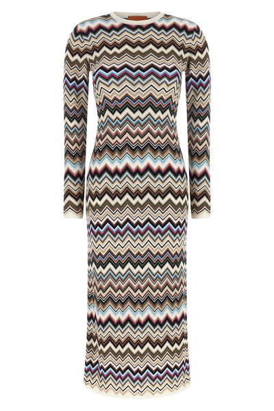 the missoni midi dress defines the silhouette through impeccable workmanship