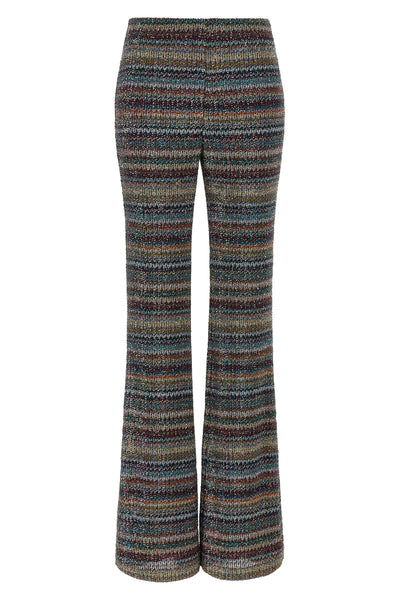 the tight missoni trousers redefine the codes of knitwear through a flared silho