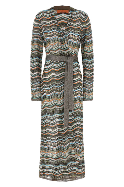 the long cardigan by missoni defines the aesthetics of the brand through the ico