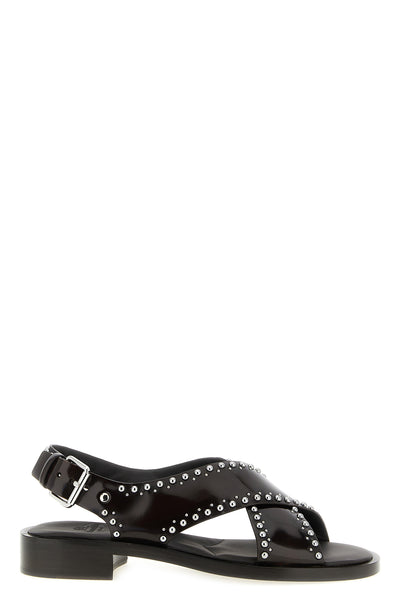 remi sandals in smoky shiny leather
