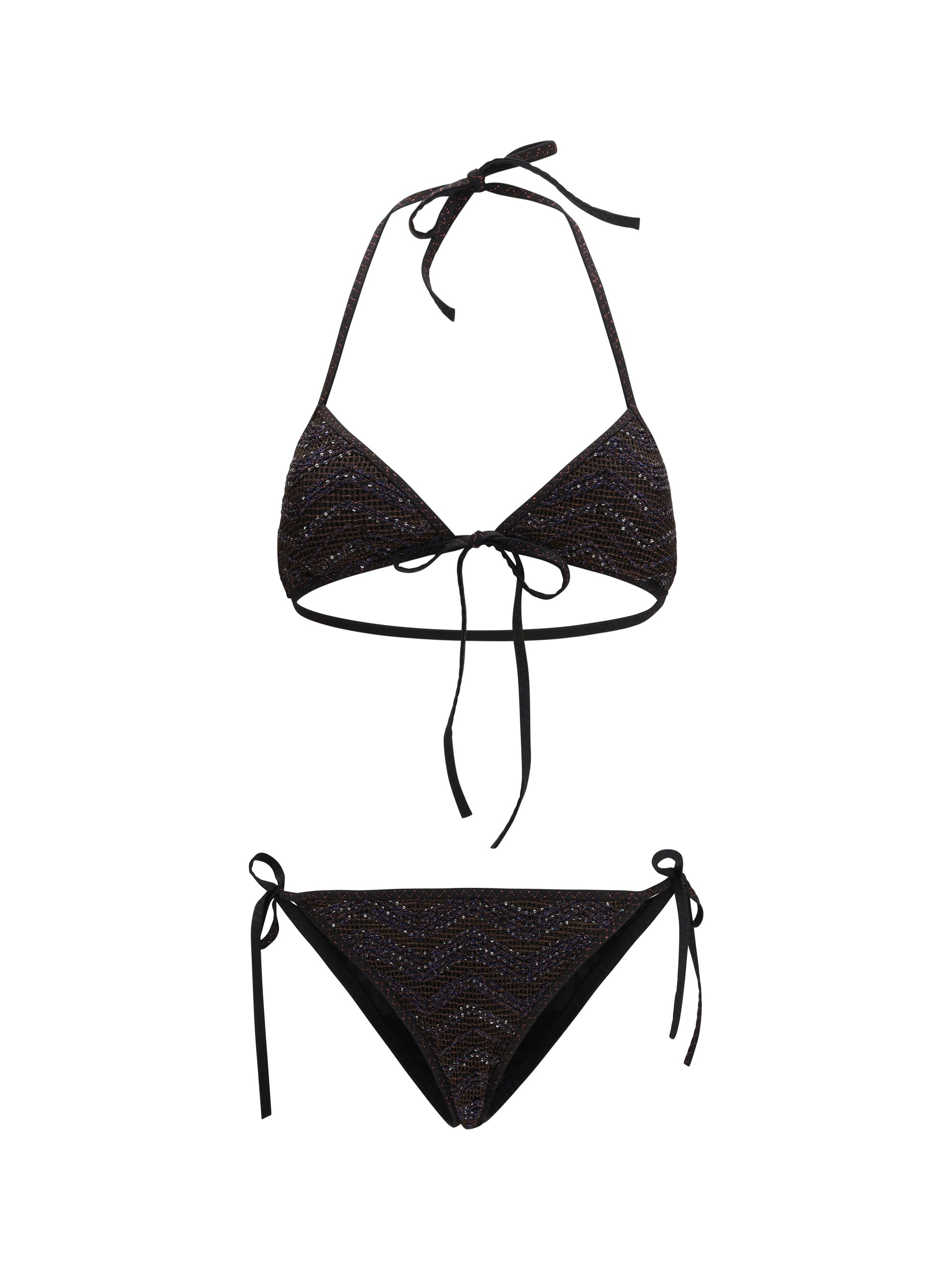 MISSONI 42 zigzag mesh triangle bikini with sequins