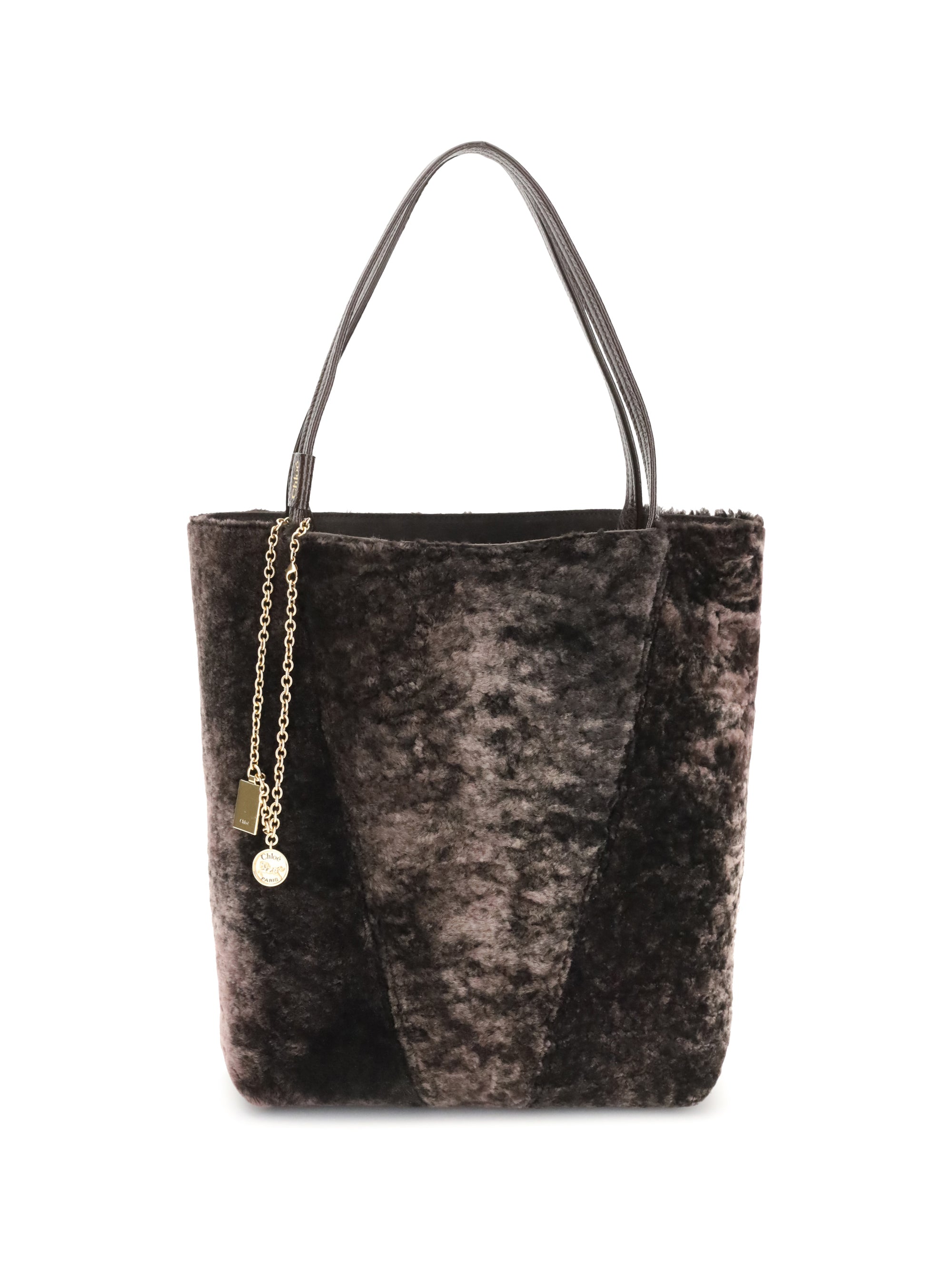 CHLOÉ OS spin shearling tote bag