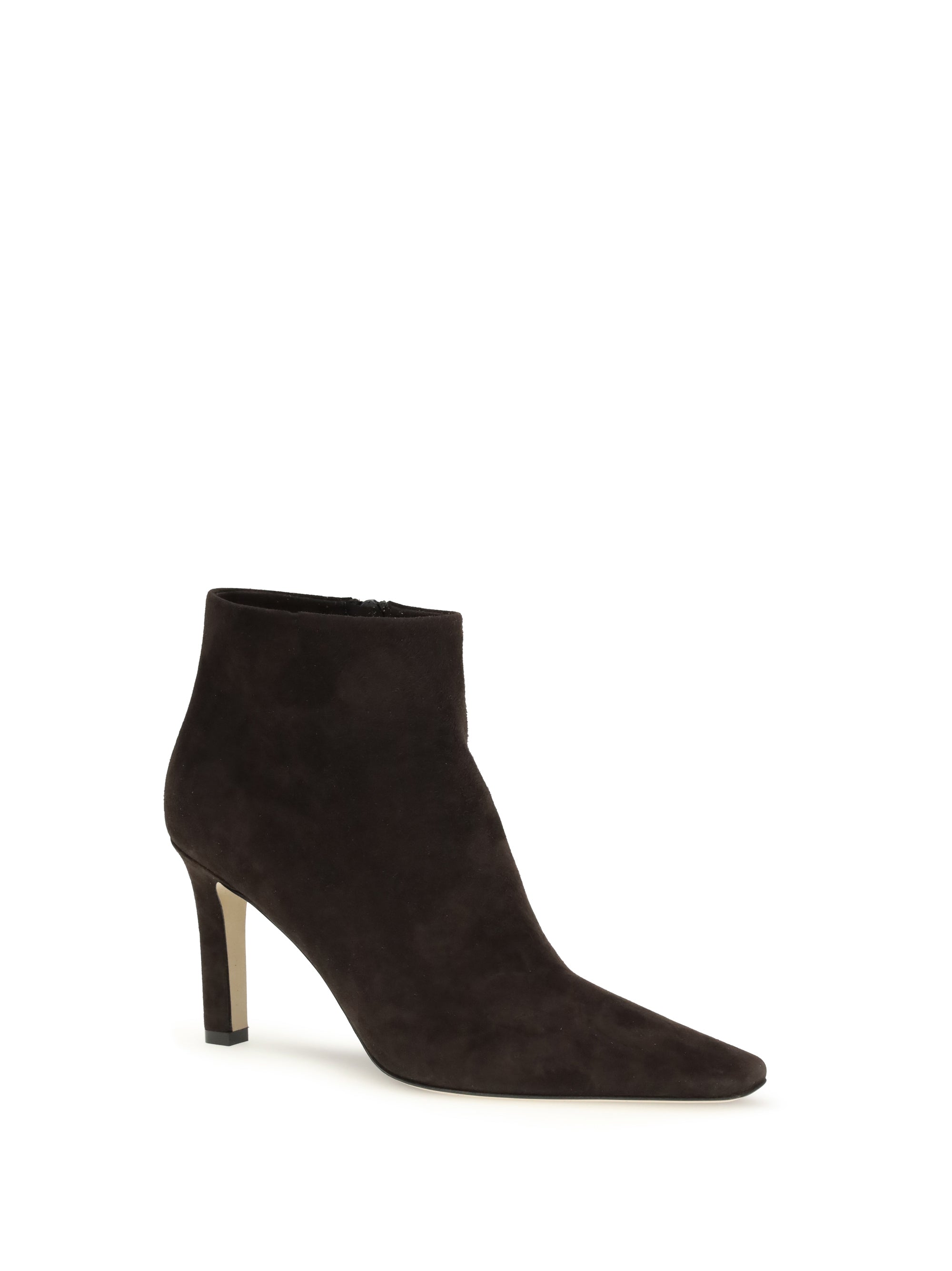 THE ROW 38 squared toe nappa leather ankle boots