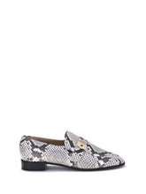 FERRAGAMO 5.5 python print leather loafers
