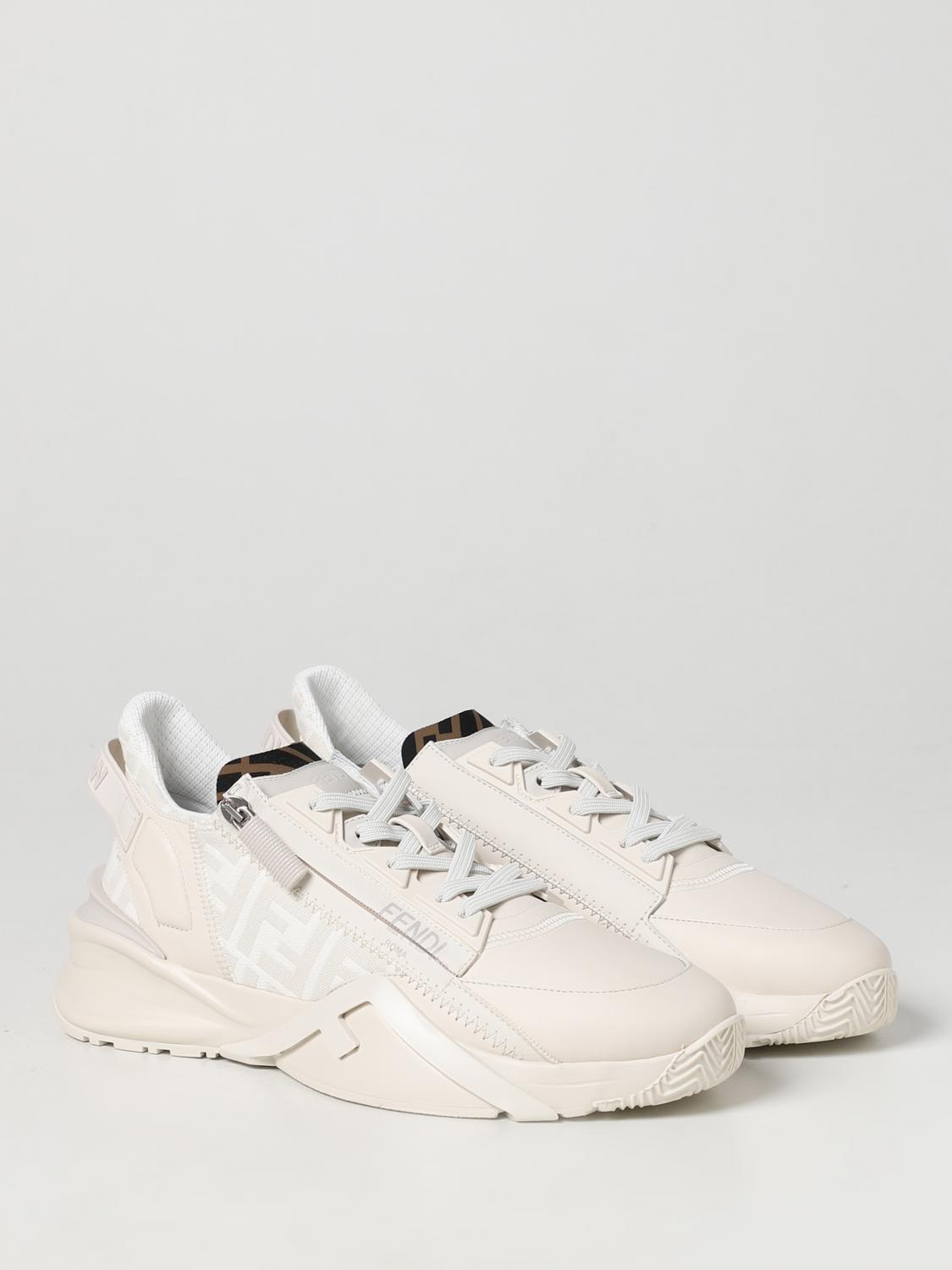 FENDI 37½ flow sneakers in nappa and fabric with jacquard monogram