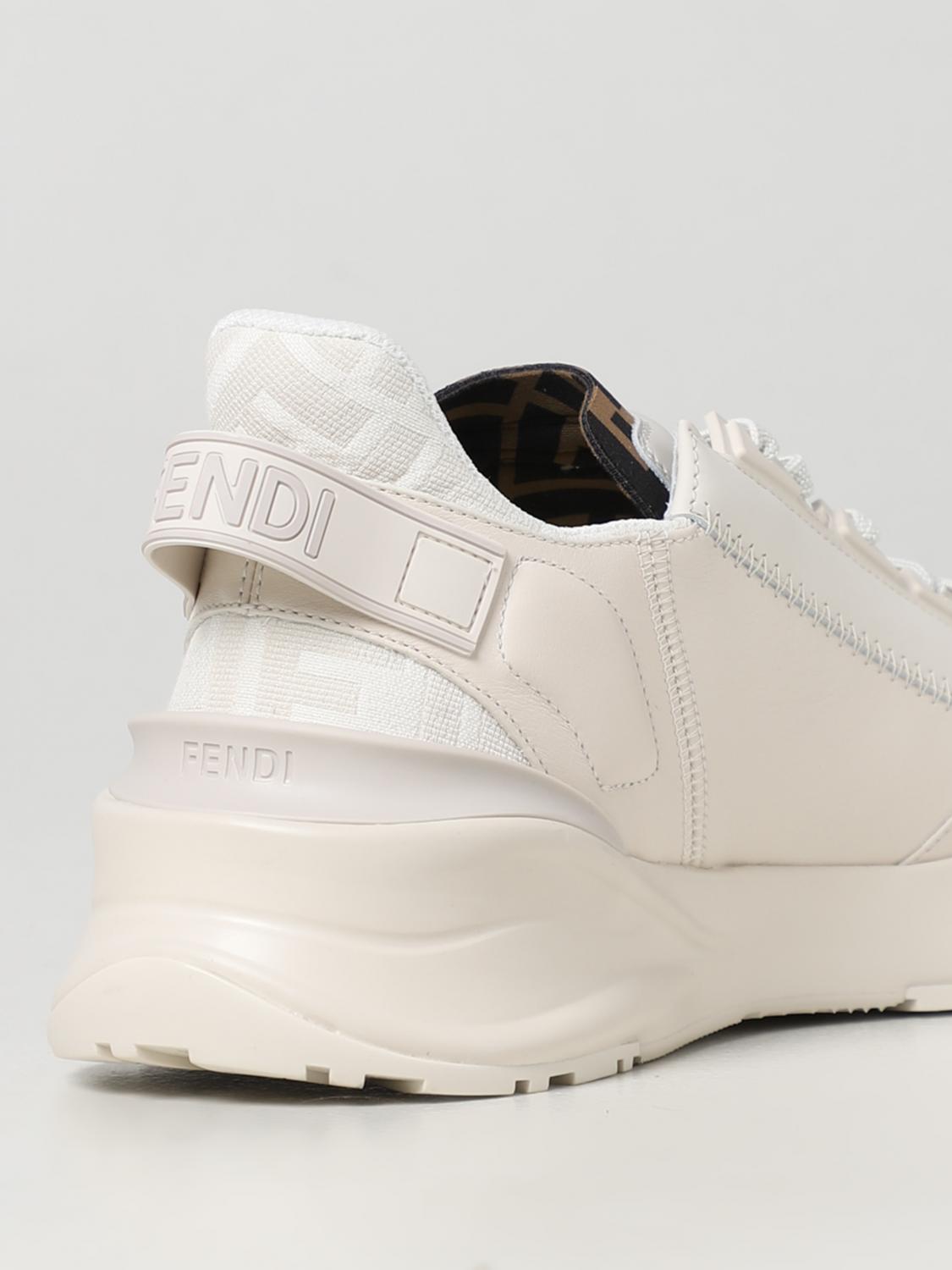 FENDI 37½ flow sneakers in nappa and fabric with jacquard monogram