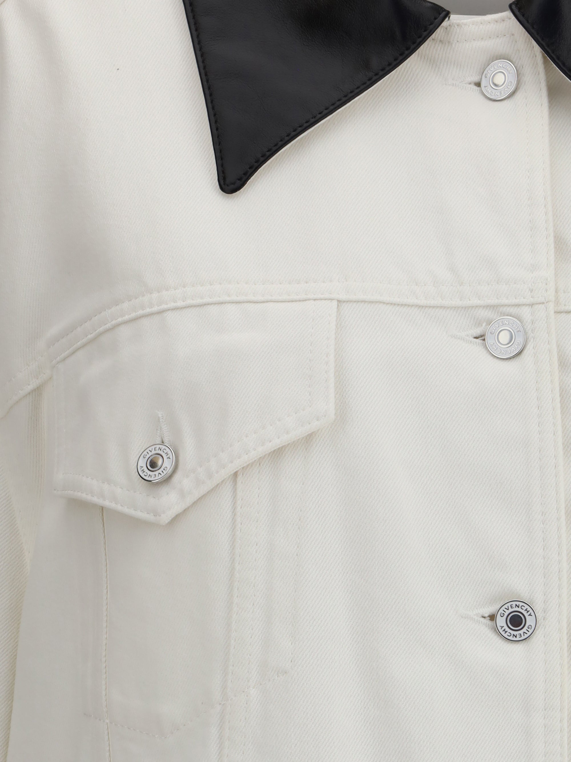 GIVENCHY 34 denim jacket with leather collar
