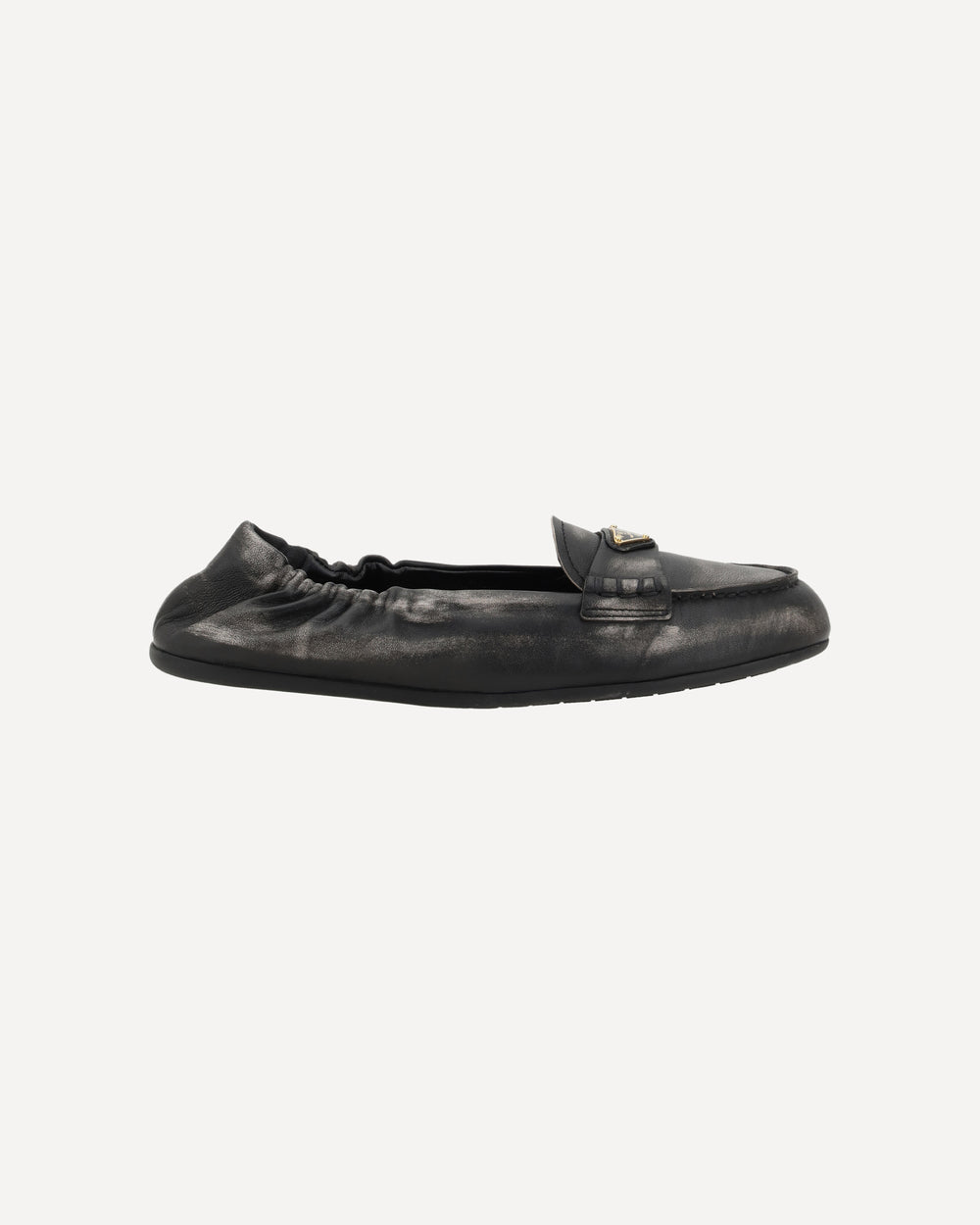 Prada Vintage-effect Leather Loafers Brown