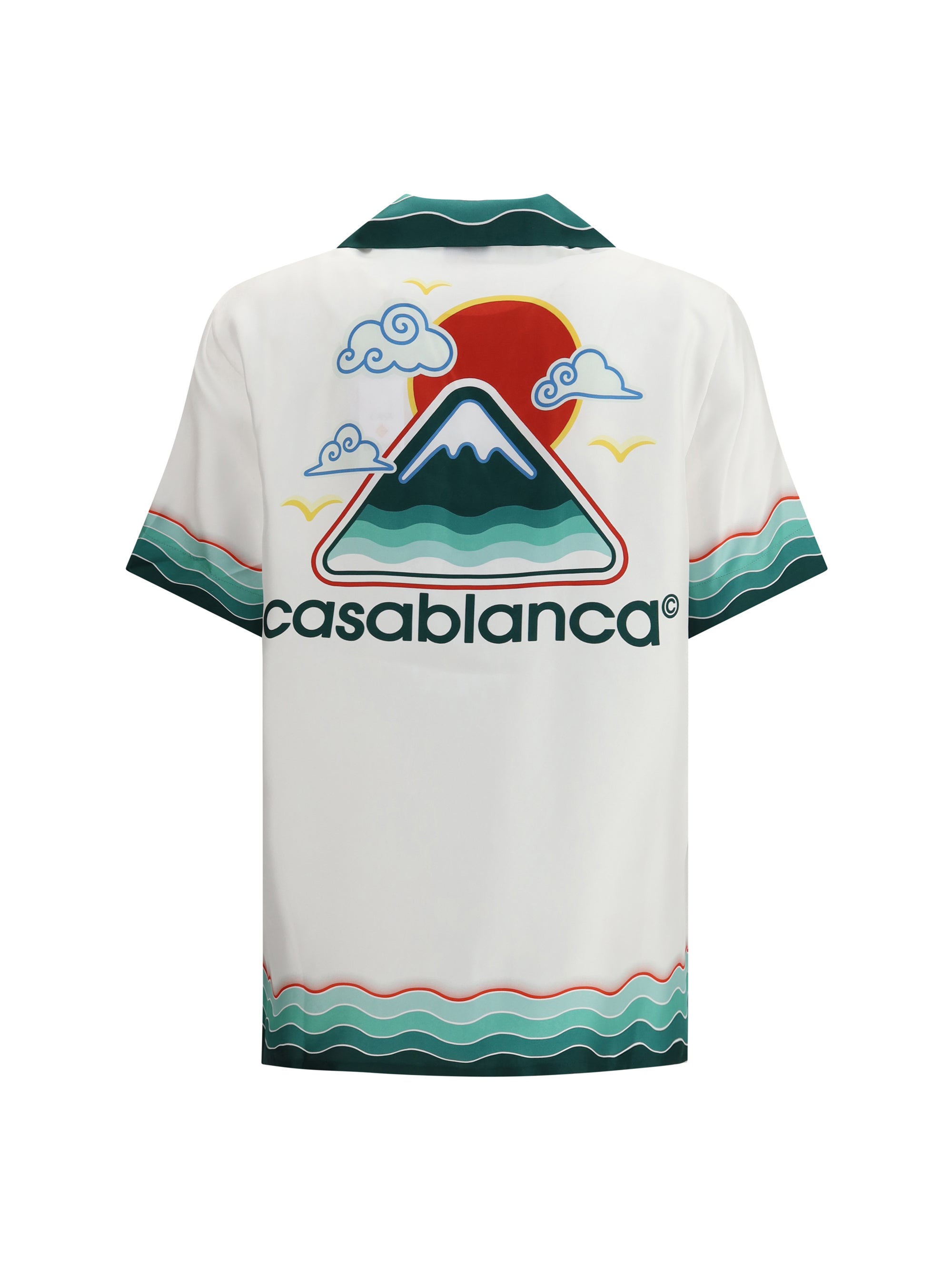 CASABLANCA L silk cuban collar short sleeve shirt