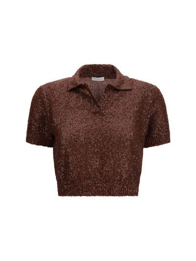 linen, cashmere and silk top with sequins