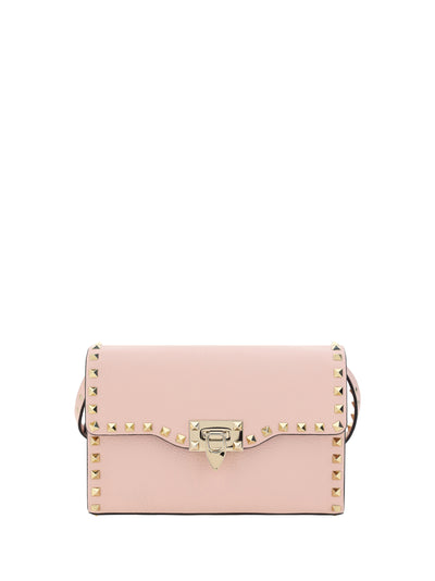 rockstud mini shoulder bag in garnet calfskin